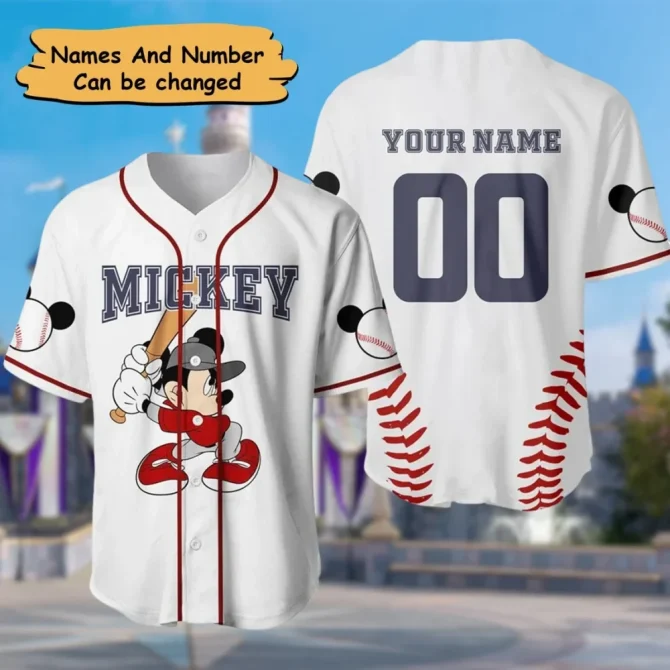 Customizable Mickey Baseball Jersey – Personalize Name & Number!