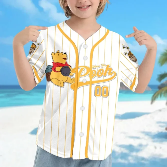 Custom Winnie The Pooh Baseball Jersey - Personalize Name & Number - Perfect Gift! - Image 2