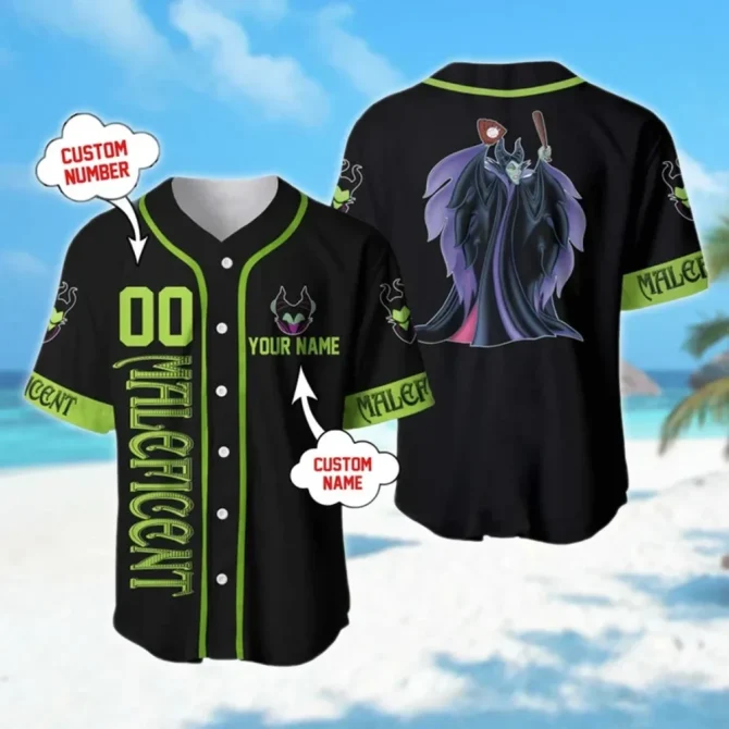Custom Maleficent Baseball Jersey – Add Your Name & Number – Perfect Gift!