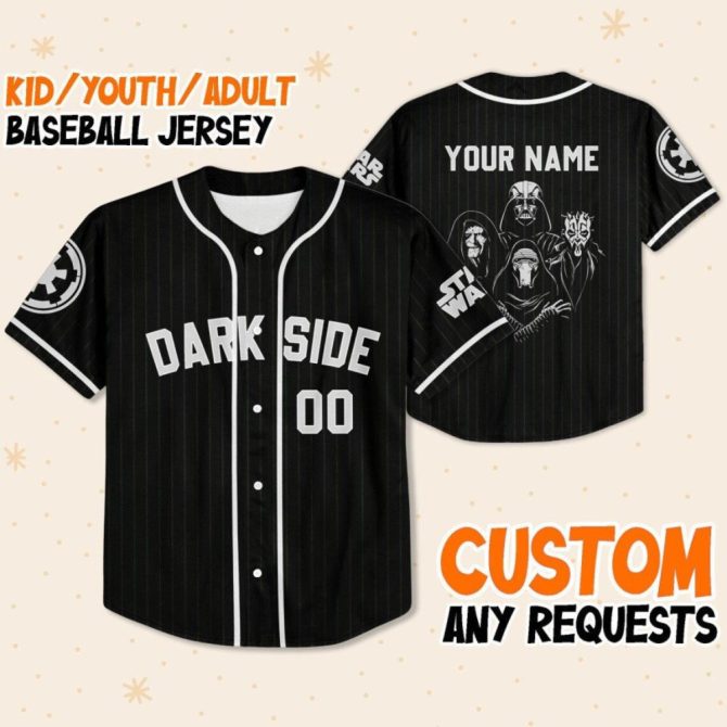 Customizable Dark Side Baseball Jersey - Kids/Youth/Adult - Personalize Your Name!
