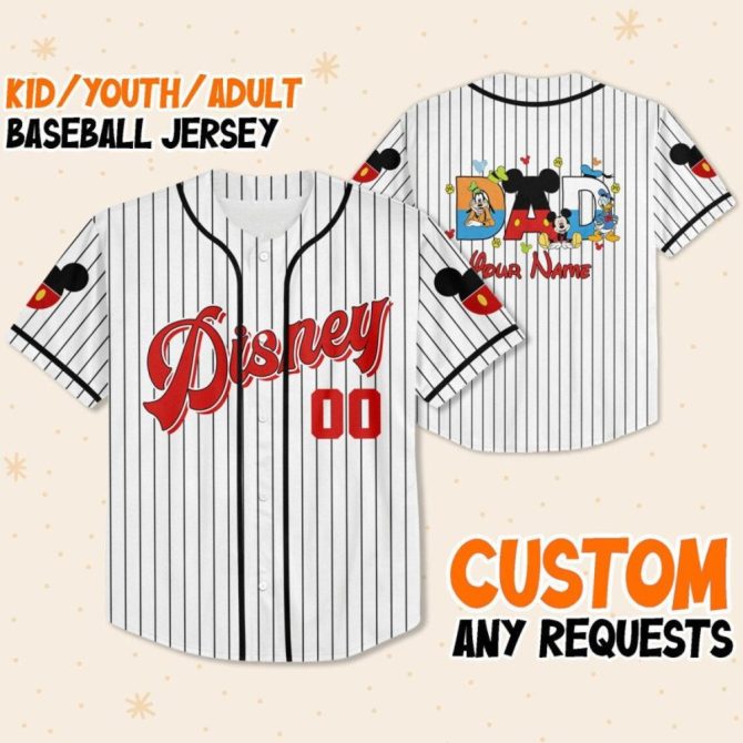 Custom Disney Baseball Jersey For Kids/Youth/Adults - Personalized Name & Design