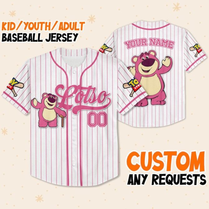 Customizable Kids/Youth Baseball Jersey - Cute Bear Theme, Add Your Name!
