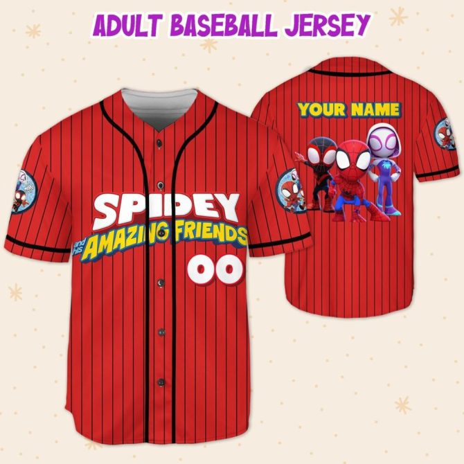 Custom Spidey & Friends Baseball Jersey - Kids/Youth/Adult - Personalize With Your Name! - Image 5