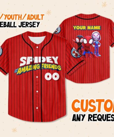 Custom Spidey & Friends Baseball Jersey - Kids/Youth/Adult - Personalize With Your Name!