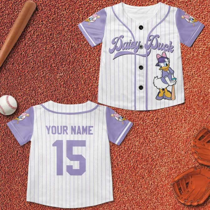 Custom Daisy Duck Baseball Jersey - Personalized Name & Number Kids Tee