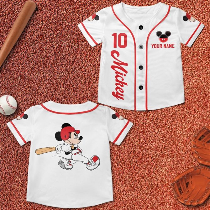 Personalized Mickey Mouse Baseball Jersey - Custom Name & Number - Kids Sports Shirt