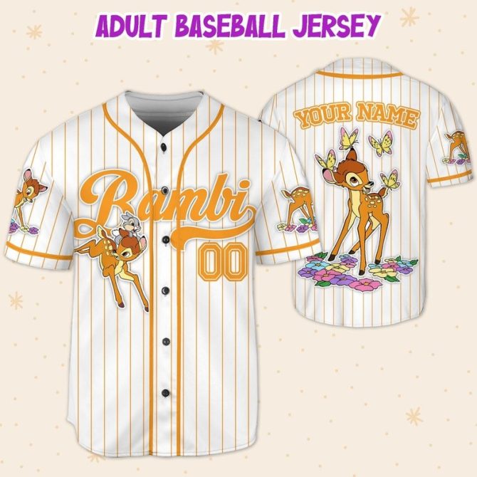 Custom Bambi Baseball Jersey For Kids/Adults - Personalize With Your Name! - Image 2