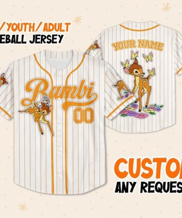 Custom Bambi Baseball Jersey For Kids/Adults - Personalize With Your Name!
