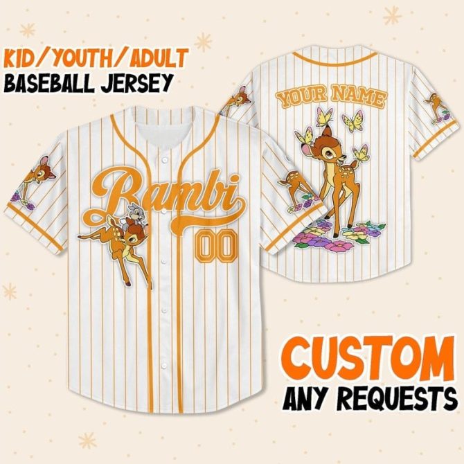 Custom Bambi Baseball Jersey For Kids/Adults - Personalize With Your Name!