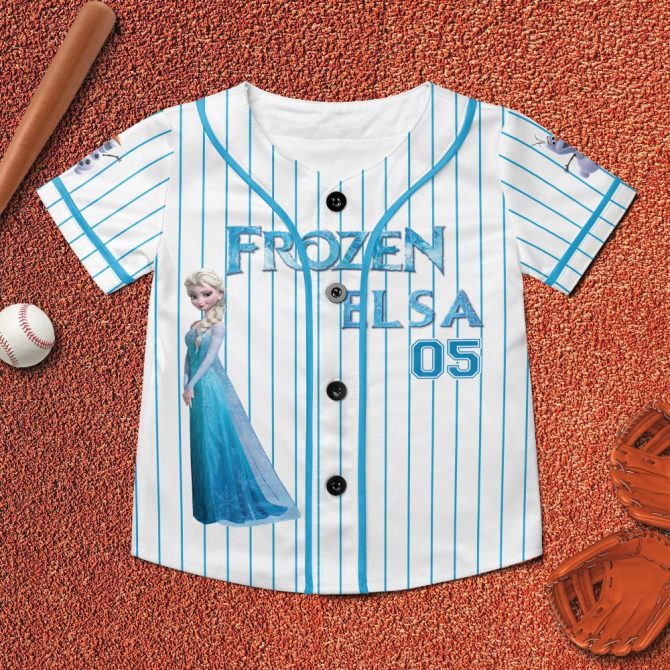 Custom Frozen Elsa Baseball Jersey For Kids – Personalized Name Sports Shirt - Image 2