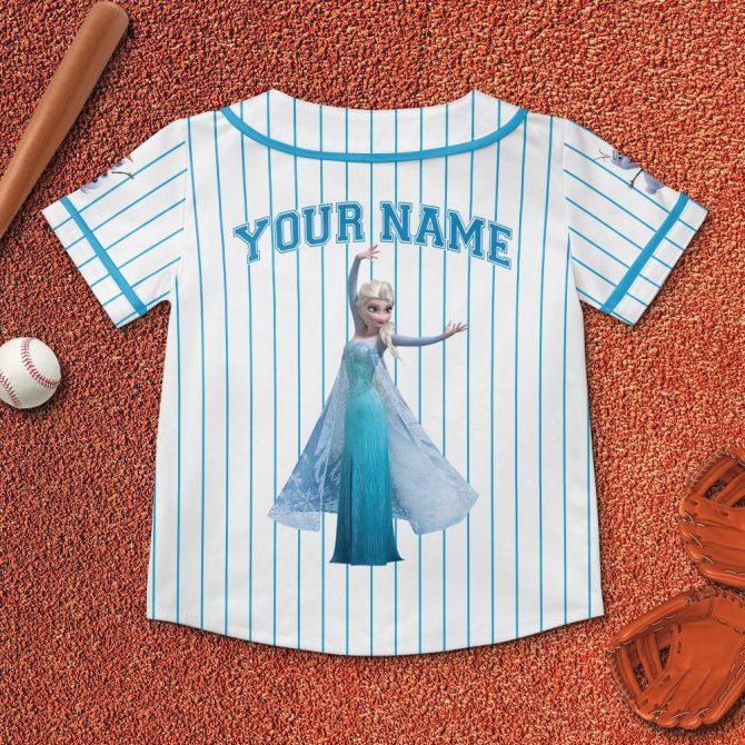 Custom Frozen Elsa Baseball Jersey For Kids – Personalized Name Sports Shirt - Image 3