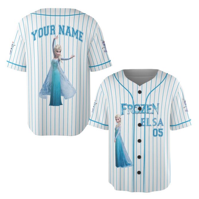 Custom Frozen Elsa Baseball Jersey For Kids – Personalized Name Sports Shirt - Image 6