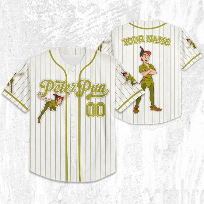 Customizable Peter Pan Baseball Jersey - Personalized Kids/Youth/Adult Sizes - Image 2