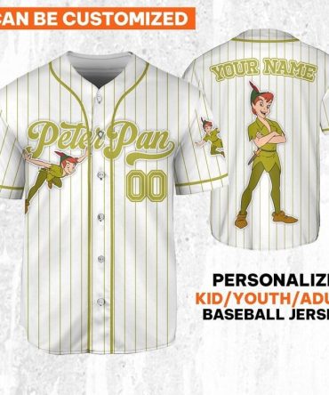 Customizable Peter Pan Baseball Jersey - Personalized Kids/Youth/Adult Sizes