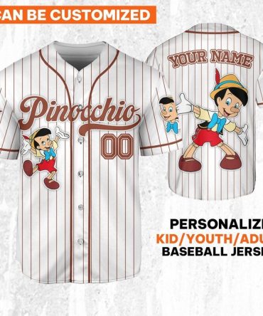 Custom Pinocchio Baseball Jersey – Personalize For Kids, Youth & Adults – Unique Gift Idea!