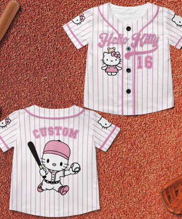 Custom Hello Kitty Baseball Jersey For Kids - Personalized Sports Shirt