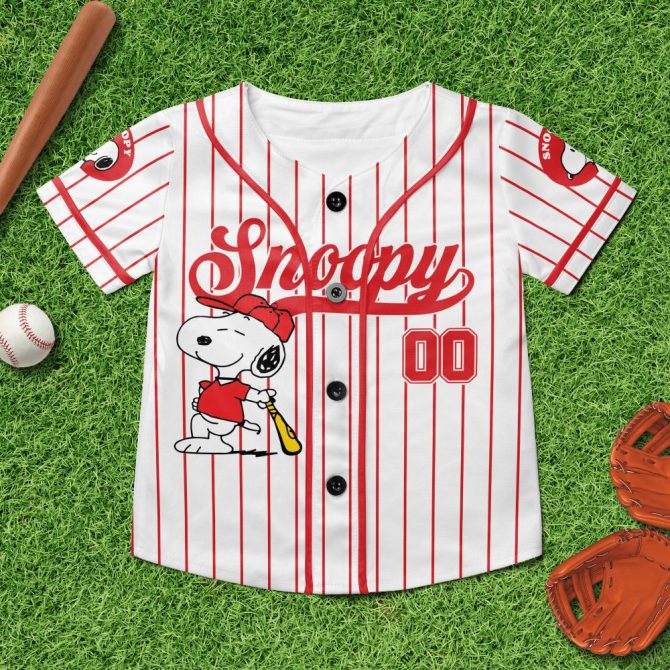 Customizable Snoopy Baseball Jersey For Kids – Personalized Name & Number, Fun Sports Apparel - Image 6