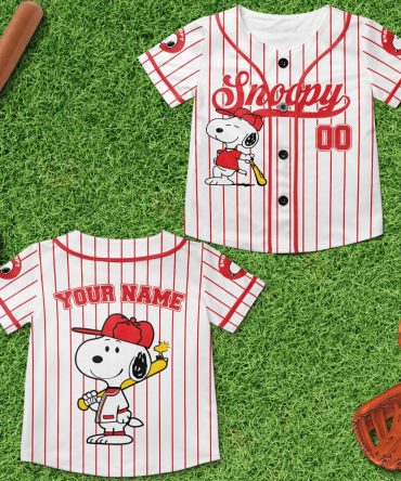 Customizable Snoopy Baseball Jersey For Kids – Personalized Name & Number, Fun Sports Apparel