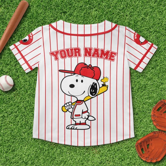 Customizable Snoopy Baseball Jersey For Kids – Personalized Name & Number, Fun Sports Apparel - Image 2