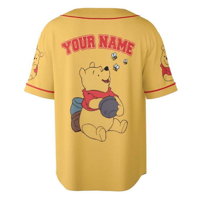 Custom Winnie The Pooh Baseball Jersey For Kids – Personalized Gift With Name - Image 4