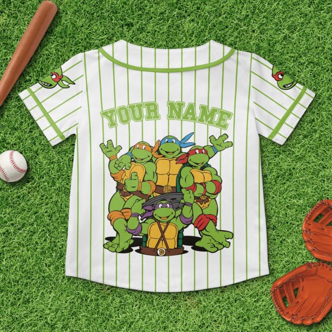 Customizable Turtle Baseball Jersey For Kids – Fun Cartoon Design, Perfect Gift! - Image 3