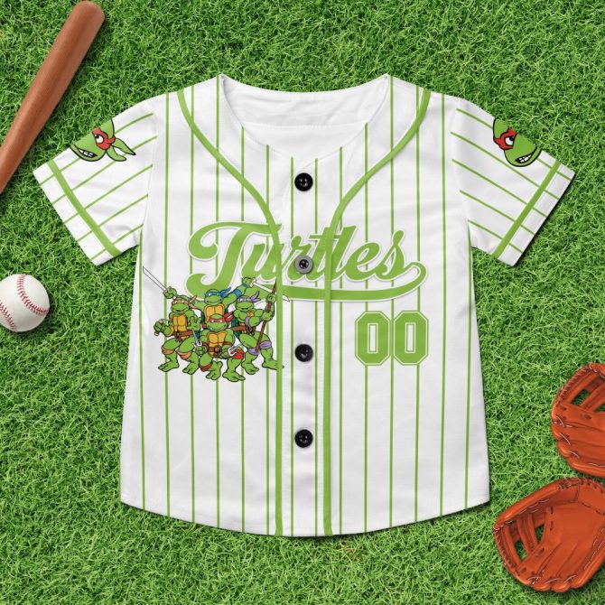 Customizable Turtle Baseball Jersey For Kids – Fun Cartoon Design, Perfect Gift! - Image 2