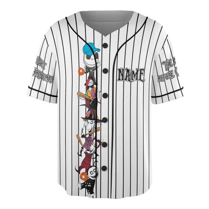 Nightmare Before Christmas Striped Baseball Jersey – Unique Fan Apparel - Image 2