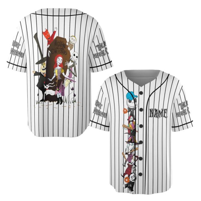 Nightmare Before Christmas Striped Baseball Jersey – Unique Fan Apparel - Image 3