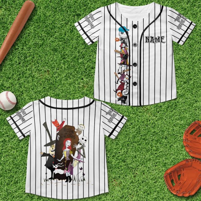 Nightmare Before Christmas Striped Baseball Jersey – Unique Fan Apparel - Image 4