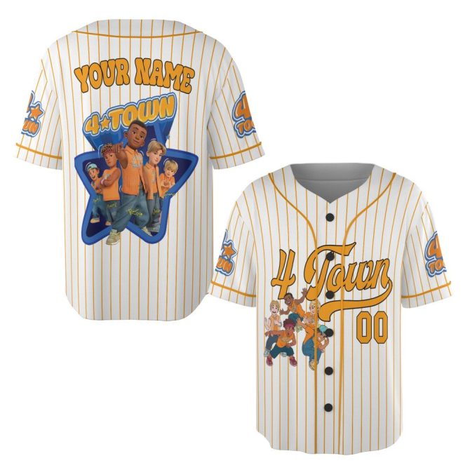 Custom 4-Town Baseball Jersey – Personalized Name & Number, Perfect Gift For Fans!