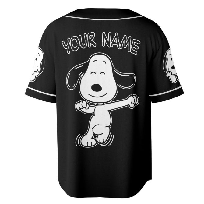 Customizable Snoopy Baseball Jersey - Personalized Black Cartoon Shirt For Fans - Image 2
