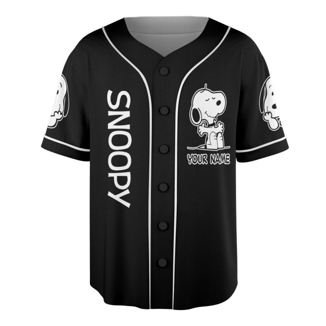 Customizable Snoopy Baseball Jersey - Personalized Black Cartoon Shirt For Fans - Image 3
