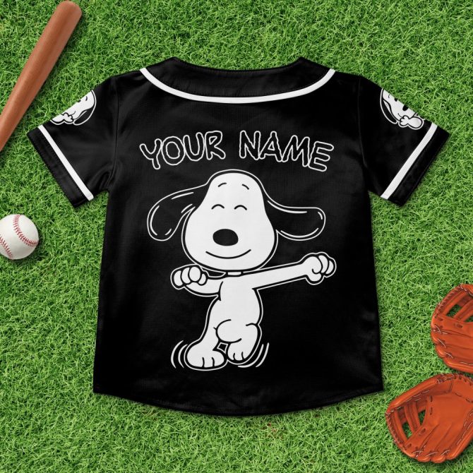 Customizable Snoopy Baseball Jersey - Personalized Black Cartoon Shirt For Fans - Image 5