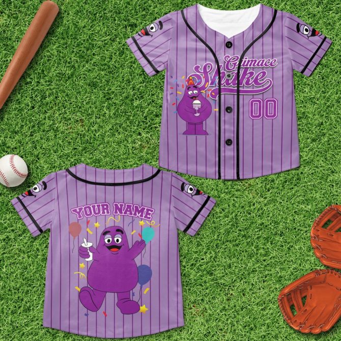 Customizable Purple Cartoon Baseball Jersey - Fun & Vibrant Design For Kids & Adults - Image 4