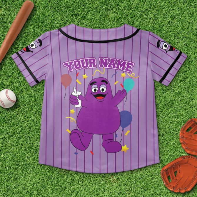 Customizable Purple Cartoon Baseball Jersey - Fun & Vibrant Design For Kids & Adults - Image 5