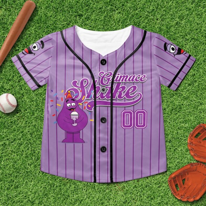 Customizable Purple Cartoon Baseball Jersey - Fun & Vibrant Design For Kids & Adults - Image 6