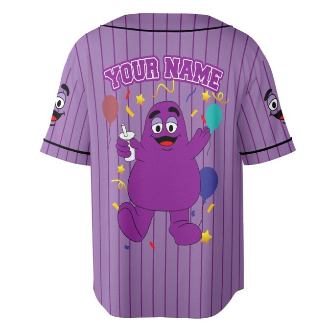 Customizable Purple Cartoon Baseball Jersey - Fun & Vibrant Design For Kids & Adults - Image 3