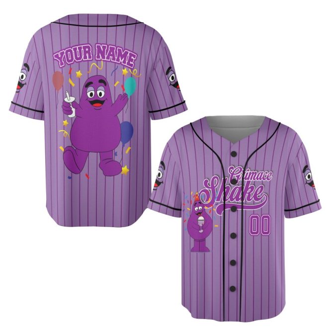 Customizable Purple Cartoon Baseball Jersey - Fun & Vibrant Design For Kids & Adults