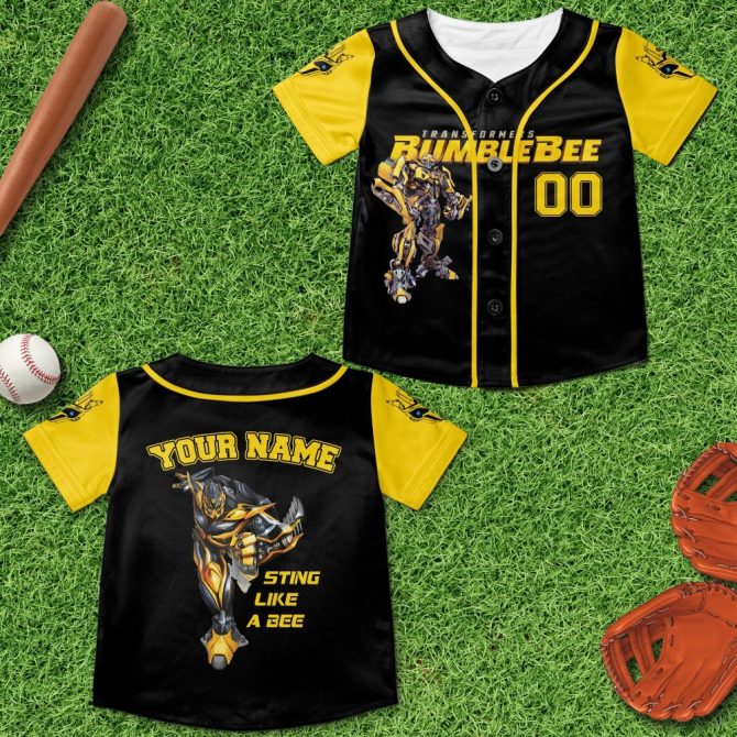 Customizable Bumblebee Baseball Jersey For Kids – Personalized Sports Gear