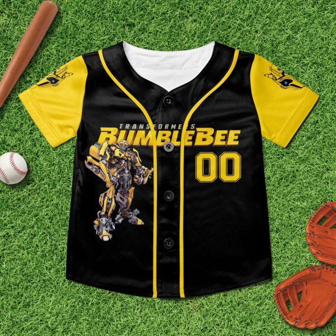 Customizable Bumblebee Baseball Jersey For Kids – Personalized Sports Gear - Image 2
