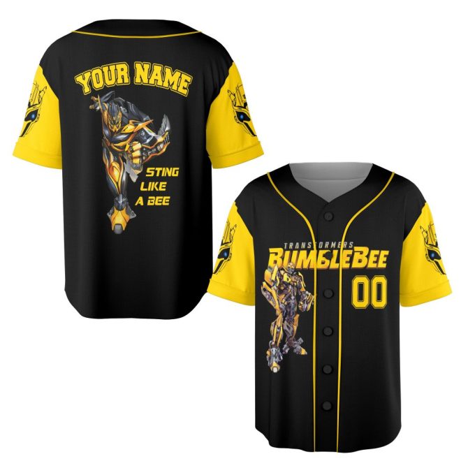 Customizable Bumblebee Baseball Jersey For Kids – Personalized Sports Gear - Image 6