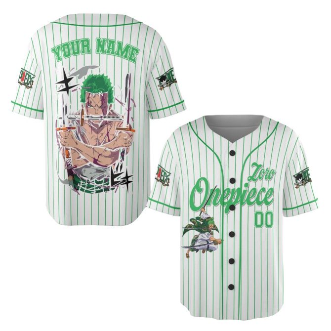 Custom Zoro Anime Baseball Jersey - Personalized Name & Number - Unique Fan Gift