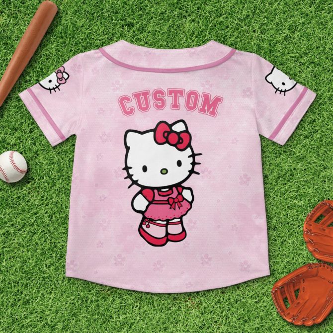 Custom Hello Kitty Pink Baseball Jersey – Personalized Cute & Stylish Apparel For Fans! - Image 4