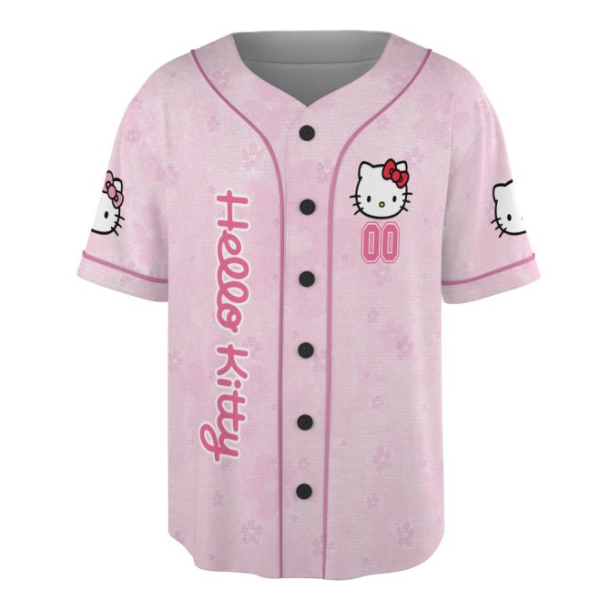 Custom Hello Kitty Pink Baseball Jersey – Personalized Cute & Stylish Apparel For Fans! - Image 2