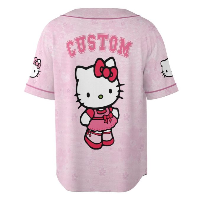 Custom Hello Kitty Pink Baseball Jersey – Personalized Cute & Stylish Apparel For Fans! - Image 3