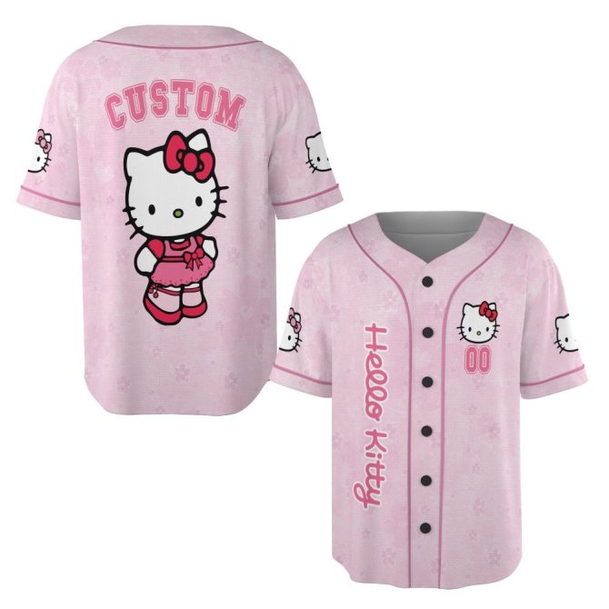 Custom Hello Kitty Pink Baseball Jersey – Personalized Cute & Stylish Apparel For Fans!