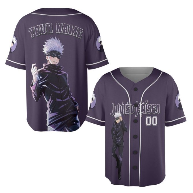 Custom Anime Baseball Jersey - Stylish Purple Design With Cool Character Print - Perfect Gift For Fans!