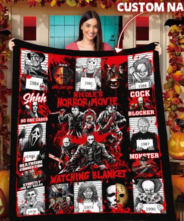Custom Horror Movie Blanket – Personalized Halloween Gift For Scary Movie Fans