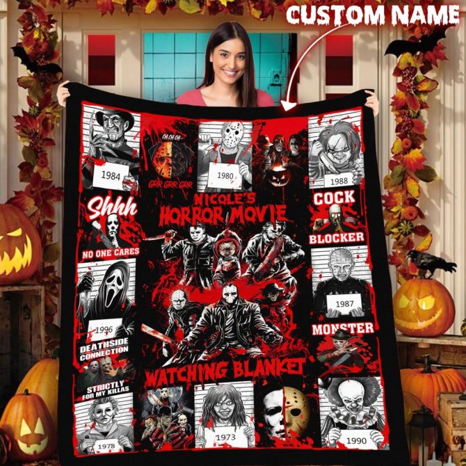 Custom Horror Movie Blanket – Personalized Halloween Gift For Scary Movie Fans