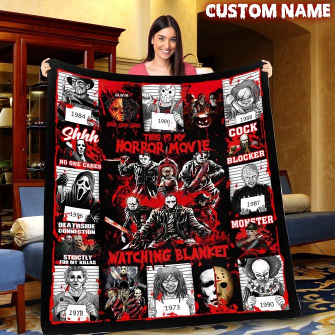 Custom Horror Movie Blanket – Personalized Halloween Gift For Scary Movie Fans - Image 2